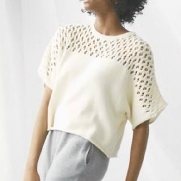 Wol Hide Loose Lace Lattice Organic Cotton Knit Sweater - Picture 14 of 14